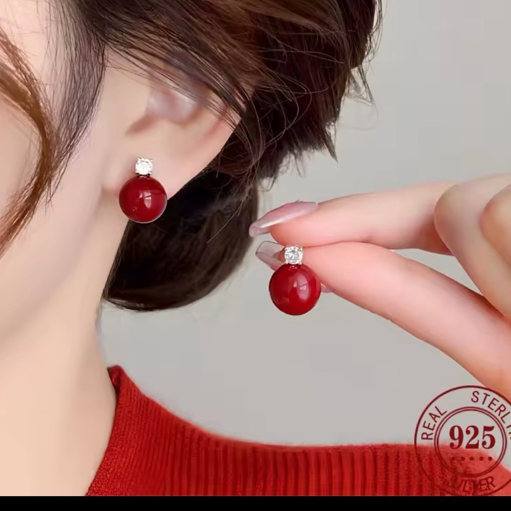 Elegant Red Sterling Silver Earrings